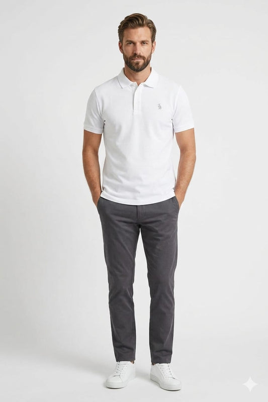 Men’s Classic White Polo Shirt – Clean Smart Casual Essential